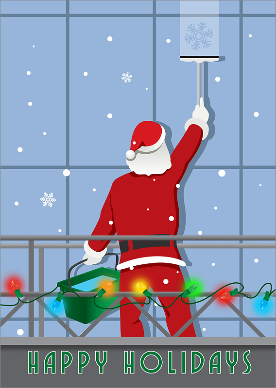 Santa Window Cleaning Cards Personalized For Your Business