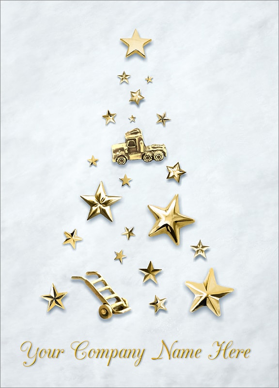 Trucking Star Tree Christmas Cards Customized For Your Business