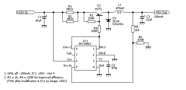 An Efficient 12V to 5V Switchmode Regulator