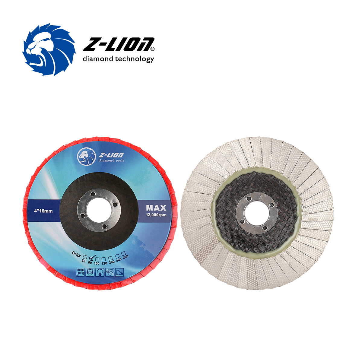 ZLION Fiberglass Backing Diamond Abrasive Flapper Wheel Glass Seaming