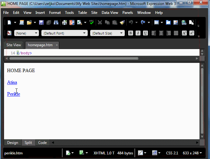 Dodavanje hiperlinka Izbor ciljnog okvira /CREATE HYPERLINK TARGET