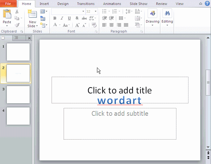 Formatting WordArt text Formatir