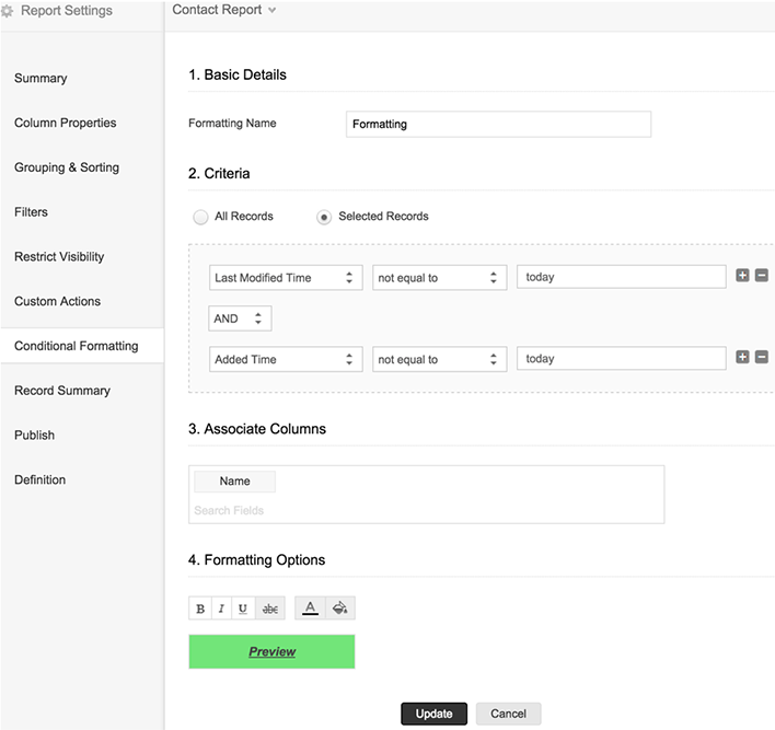 Zoho Creator Conditional Formatting of Reports