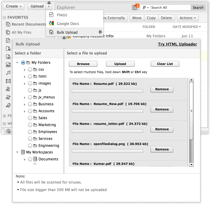 Bulk Upload Document Management Zoho Docs Online