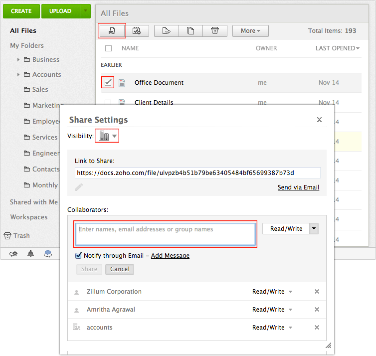 Share a File File Sharing Online Zoho Docs
