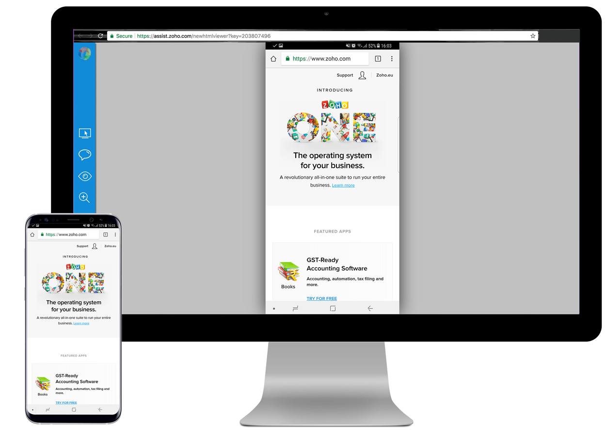 Support mobile devices remotely Zoho Assist