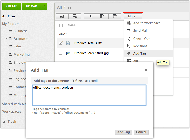 Tag documents to organize betterZoho Docs