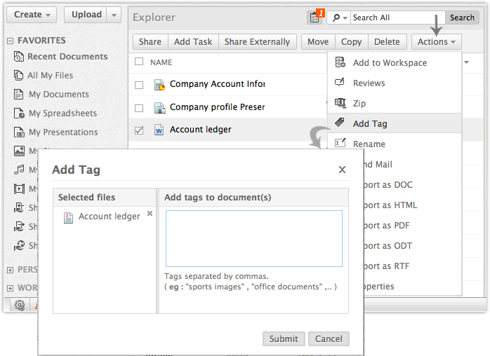 Zoho Docs How to add a tag to a file?