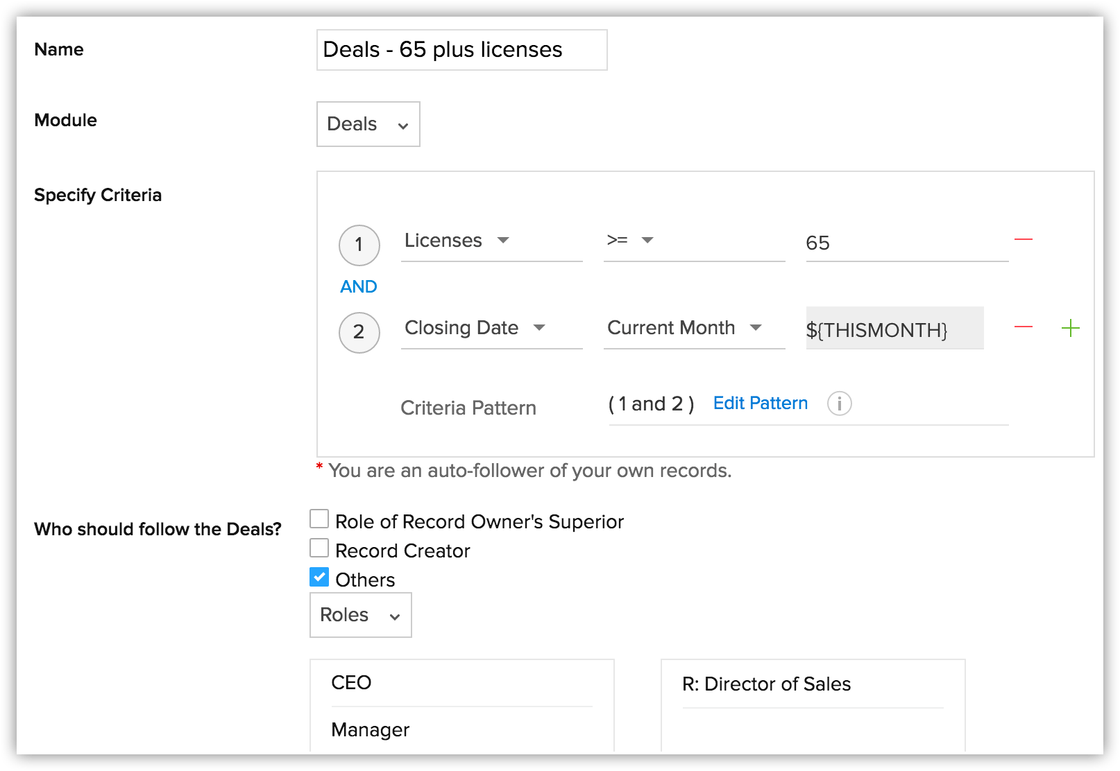 Feeds Auto Follow Rules Tips Zoho CRM