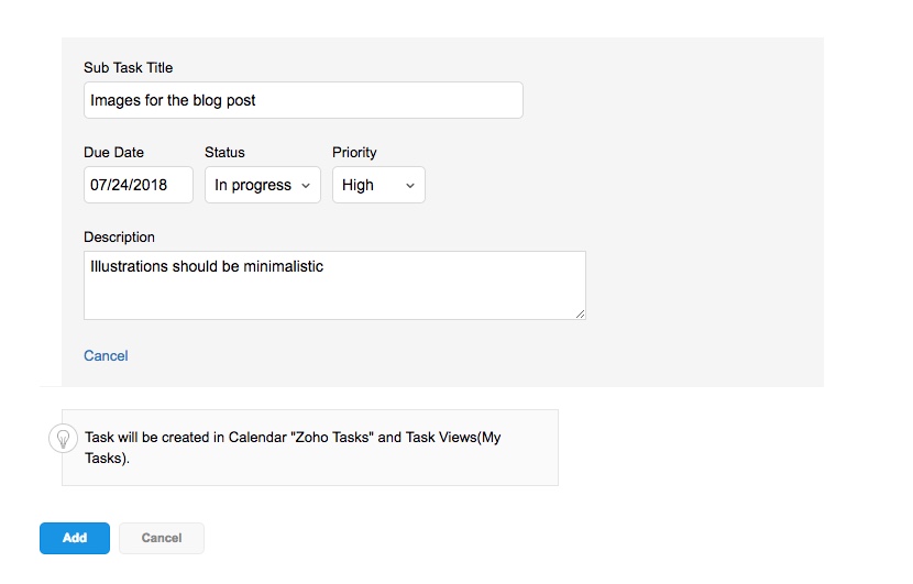 Sync your Zoho Tasks with Zoho Calendar