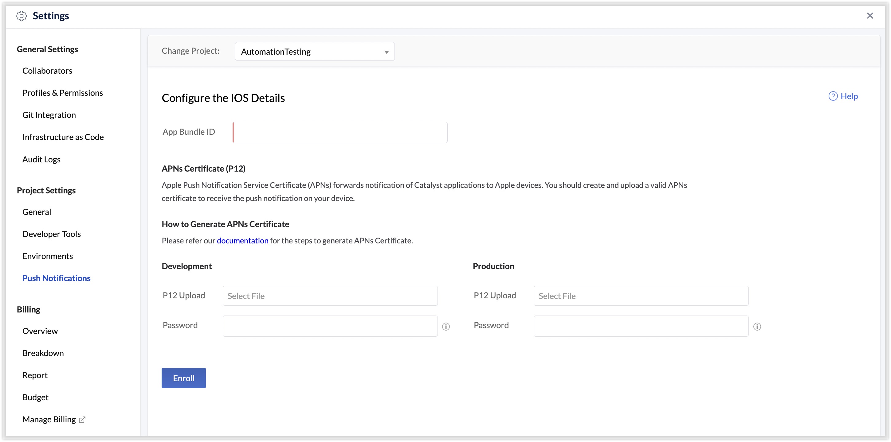 Push Notifications Settings Online Help Catalyst