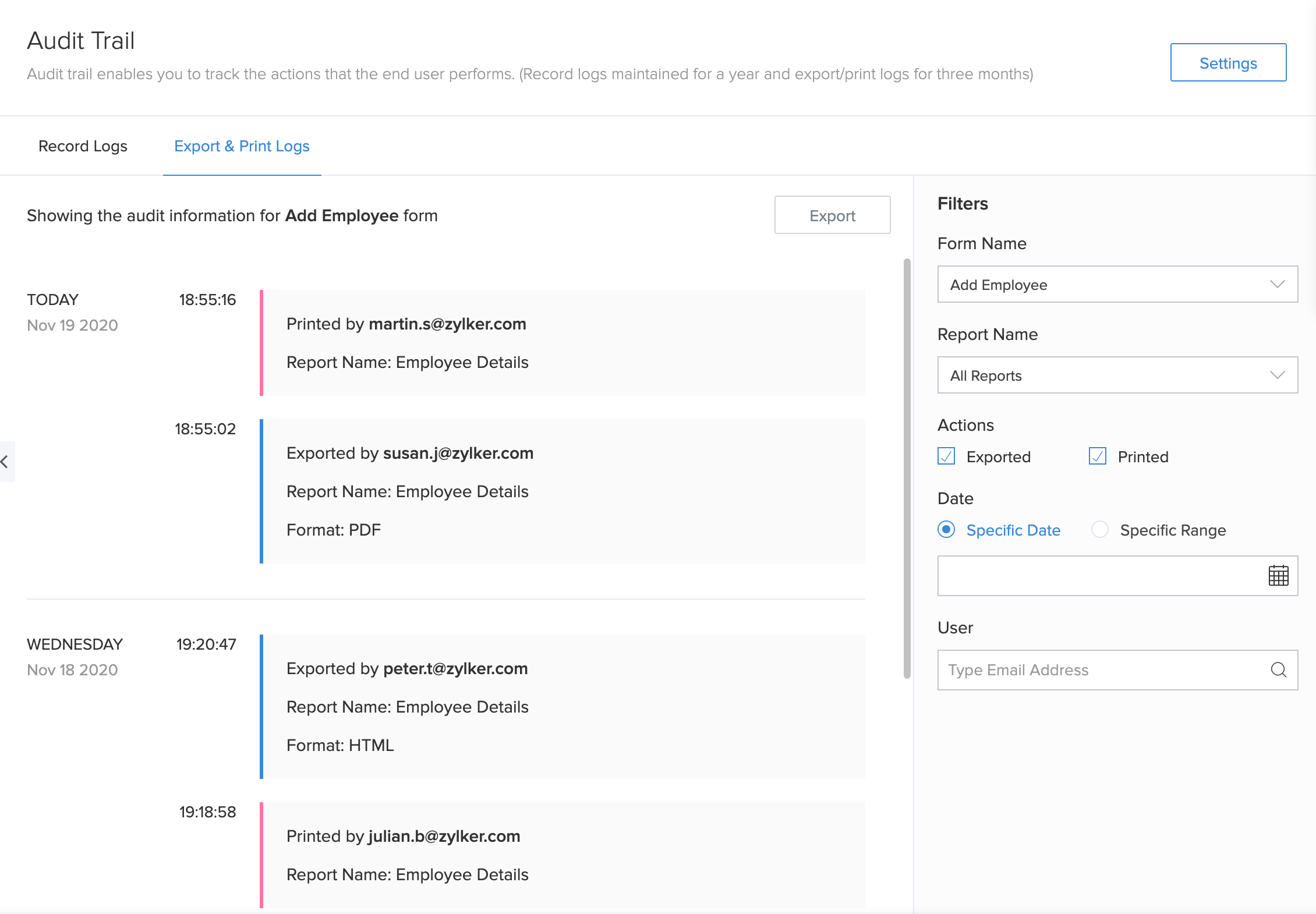 Understand Audit Trail ManageEngine AppCreator Help