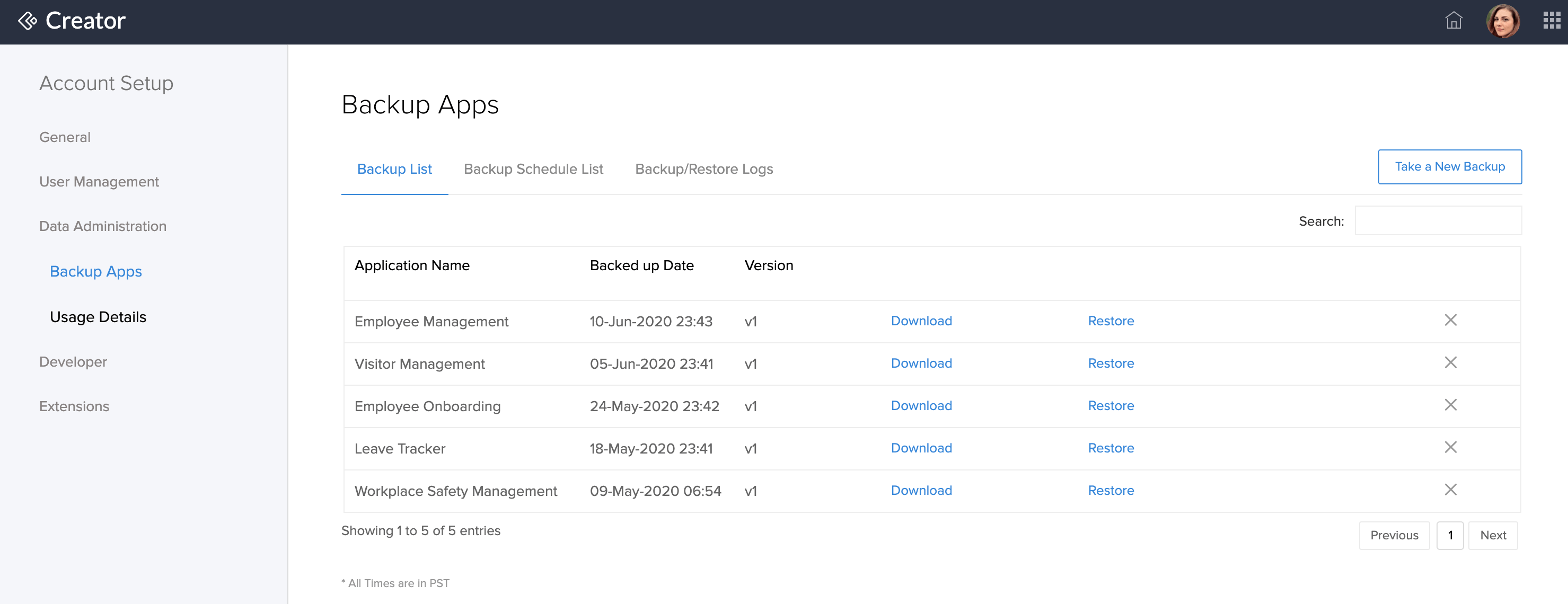 Understand application backup