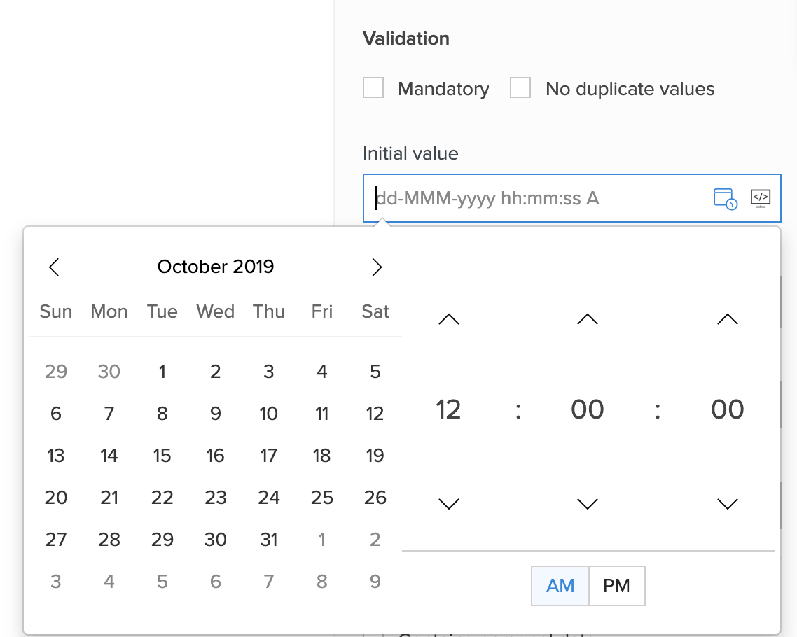 Set Initial Value for Date and Datetime Fields ManageEngine AppCreator Help