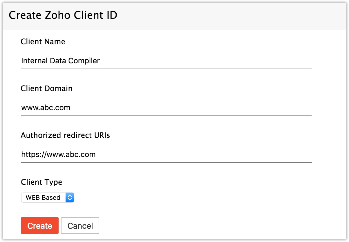 Register Client App Java SDK Online Help Zoho CRM
