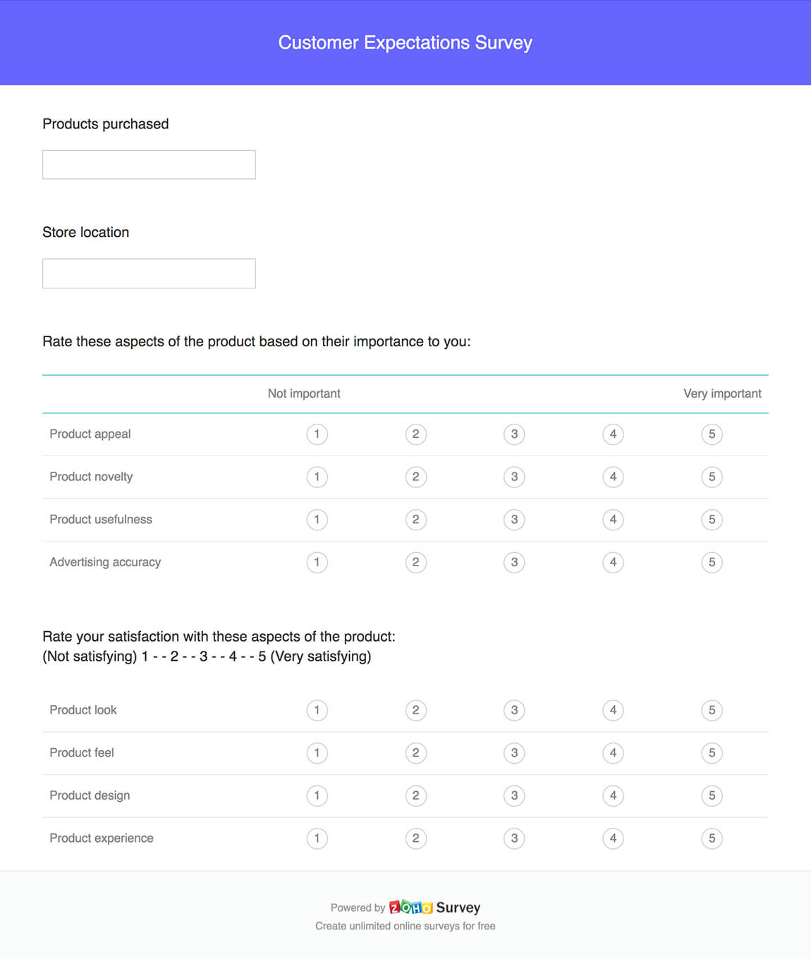 Customer Expectations Survey Template Zoho Survey
