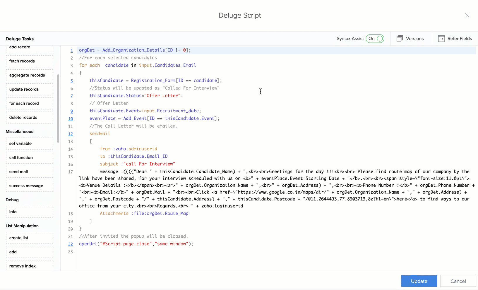 Deluge Editor Help Zoho Deluge