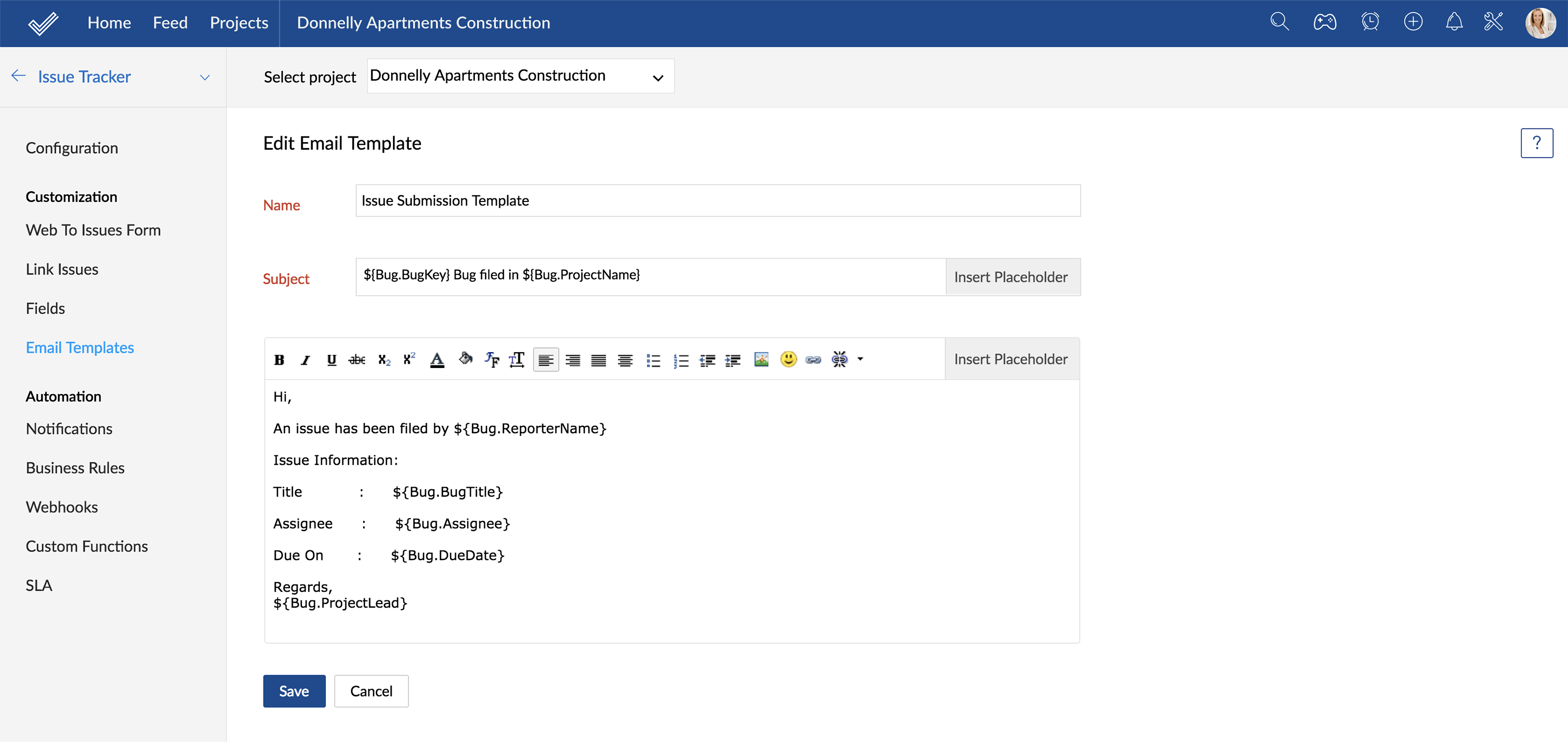 Customized Issue Tracking Zoho Projects