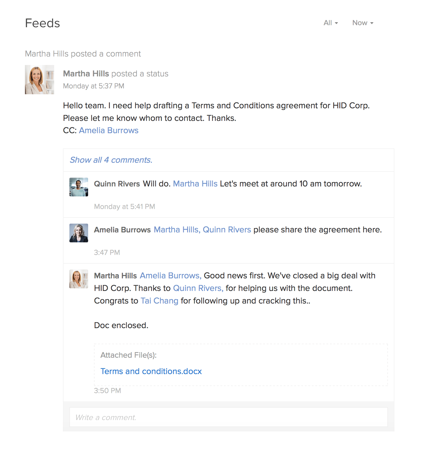 Colaboração em vendas simplificada Zoho CRM