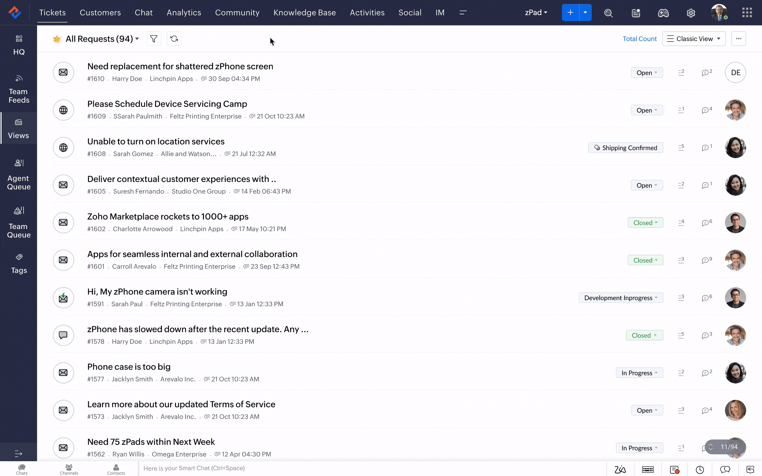 Work Modes Zoho Desk