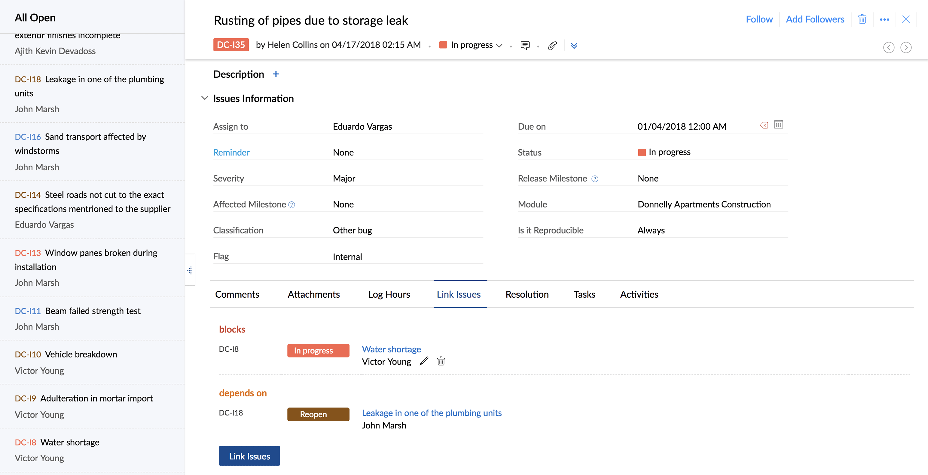 Customized Issue Tracking Zoho Projects