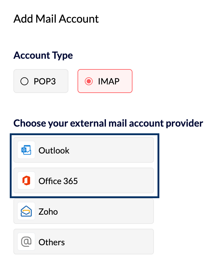 Zoho Mail Access external accounts via IMAP IMAP Client in Zoho Mail