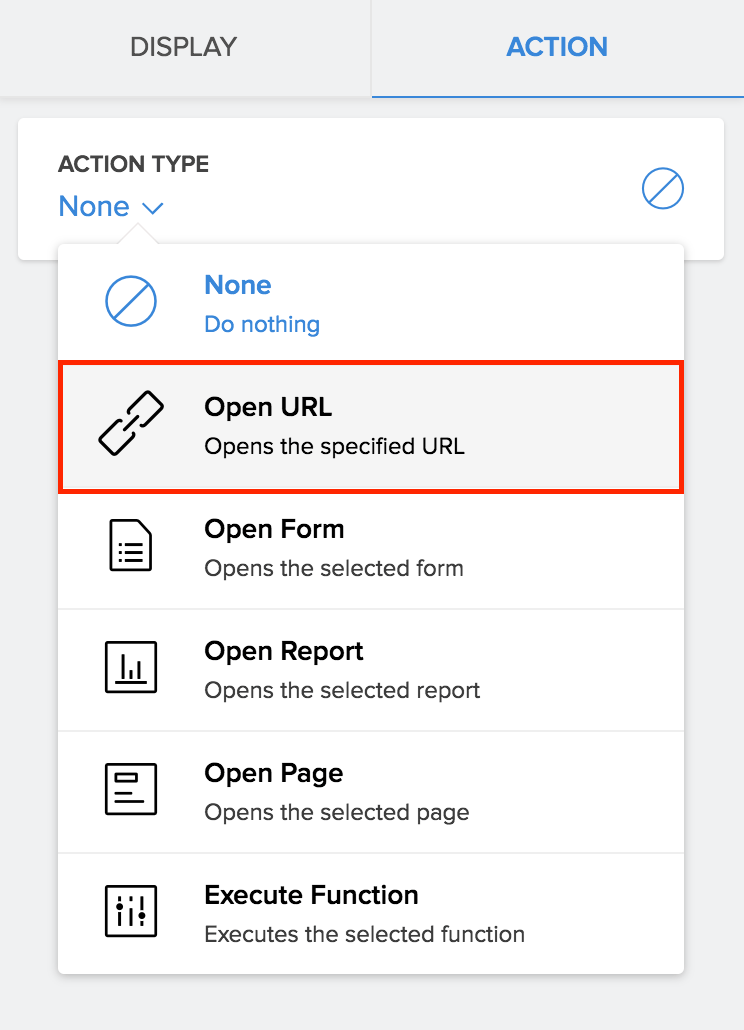 Associate Open URL Action to a Text Displayed in a Panel Zoho Creator