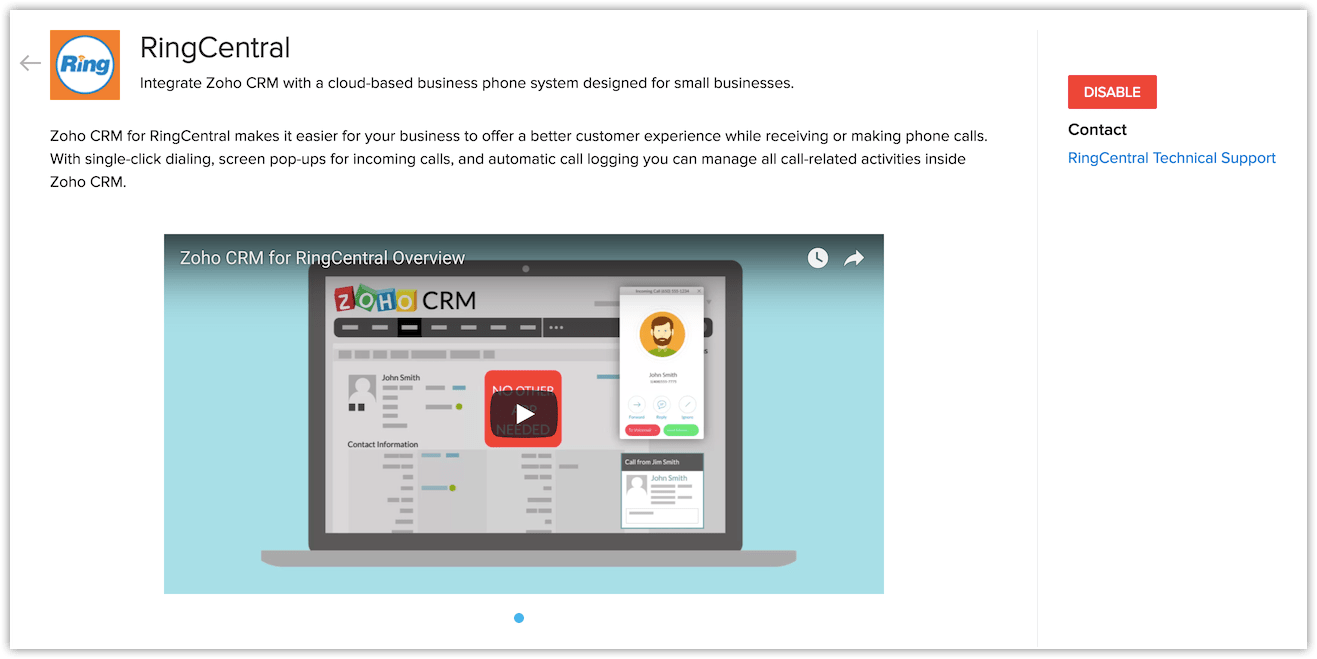 Integrate RingCentral Online Help Zoho CRM
