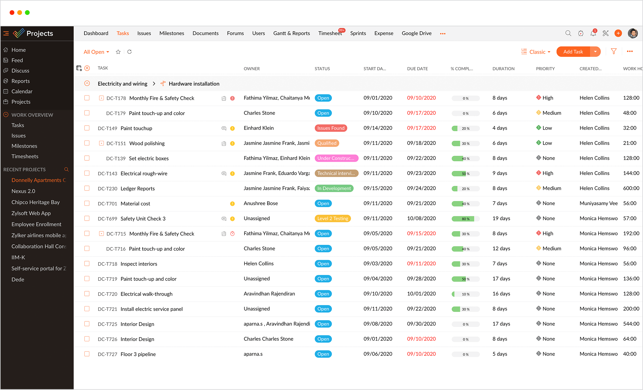 Construction project management software & Tools Zoho Projects