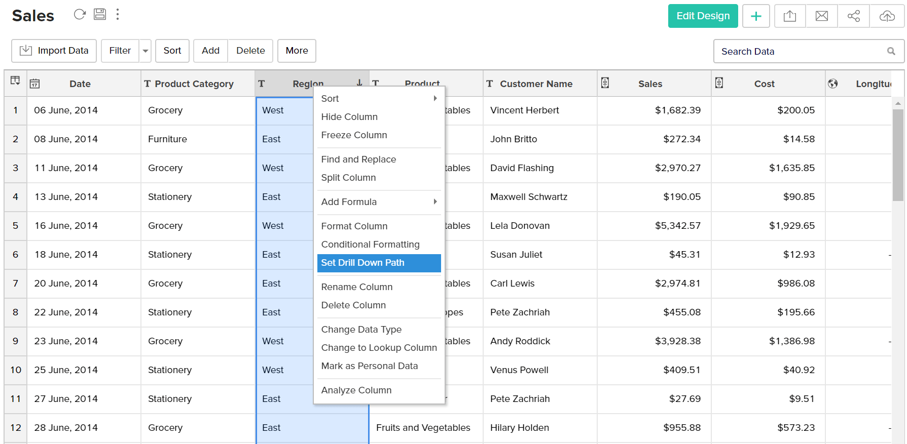 Working with tables Analytics Plus