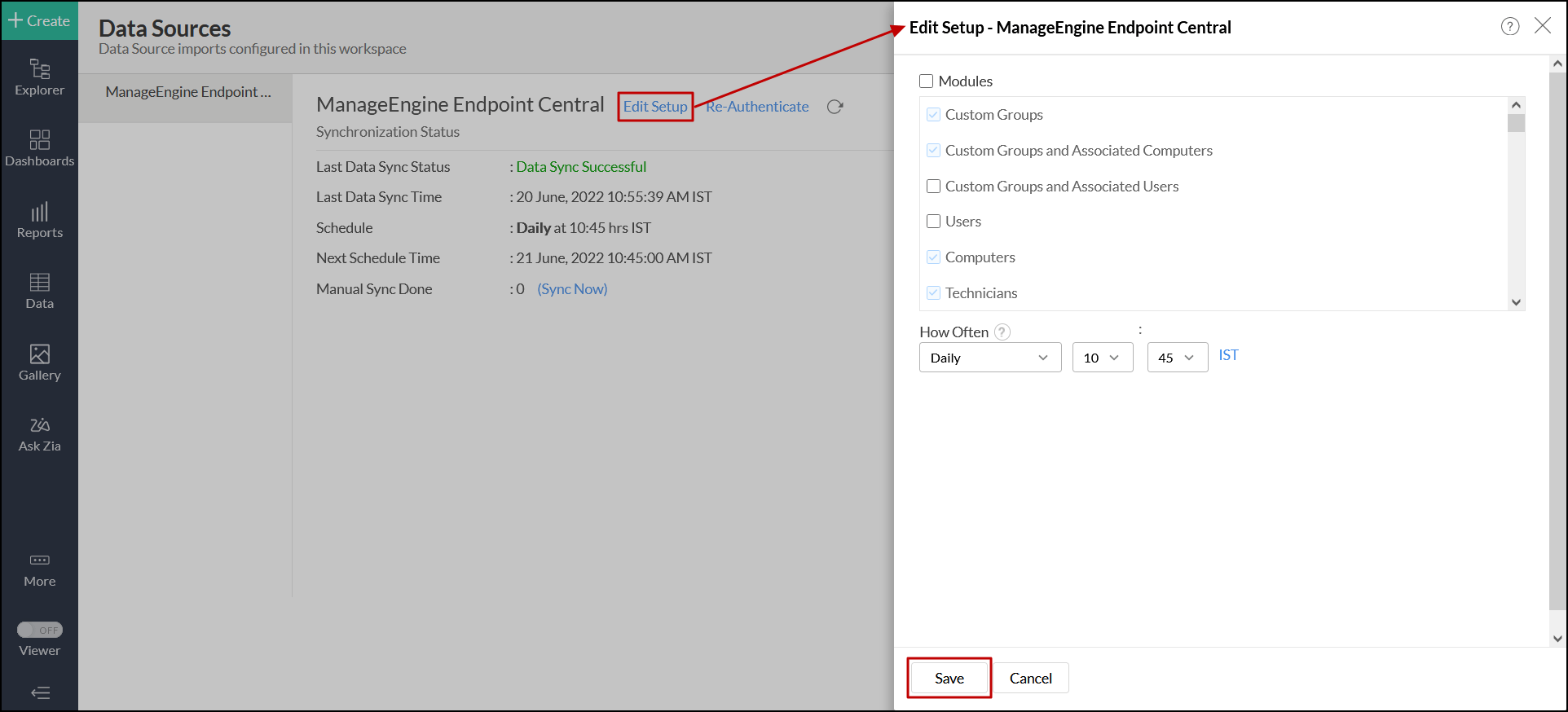 Endpoint Central Integration Analytics Plus Cloud