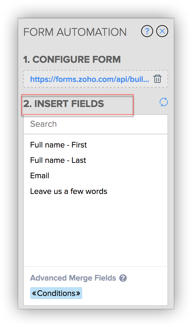 How to setup form fields and merge it with your document?