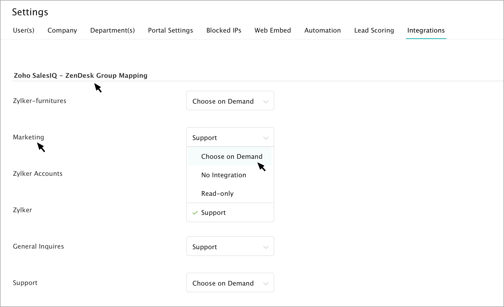 Integrating Zendesk with SalesIQ
