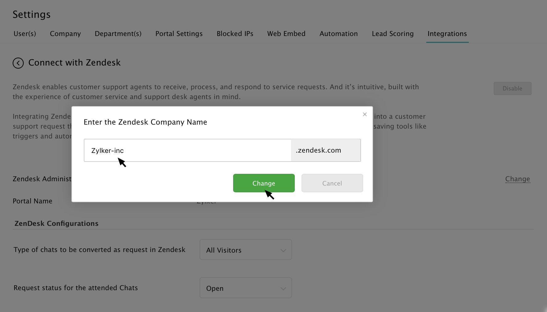 Integrating Zendesk with SalesIQ