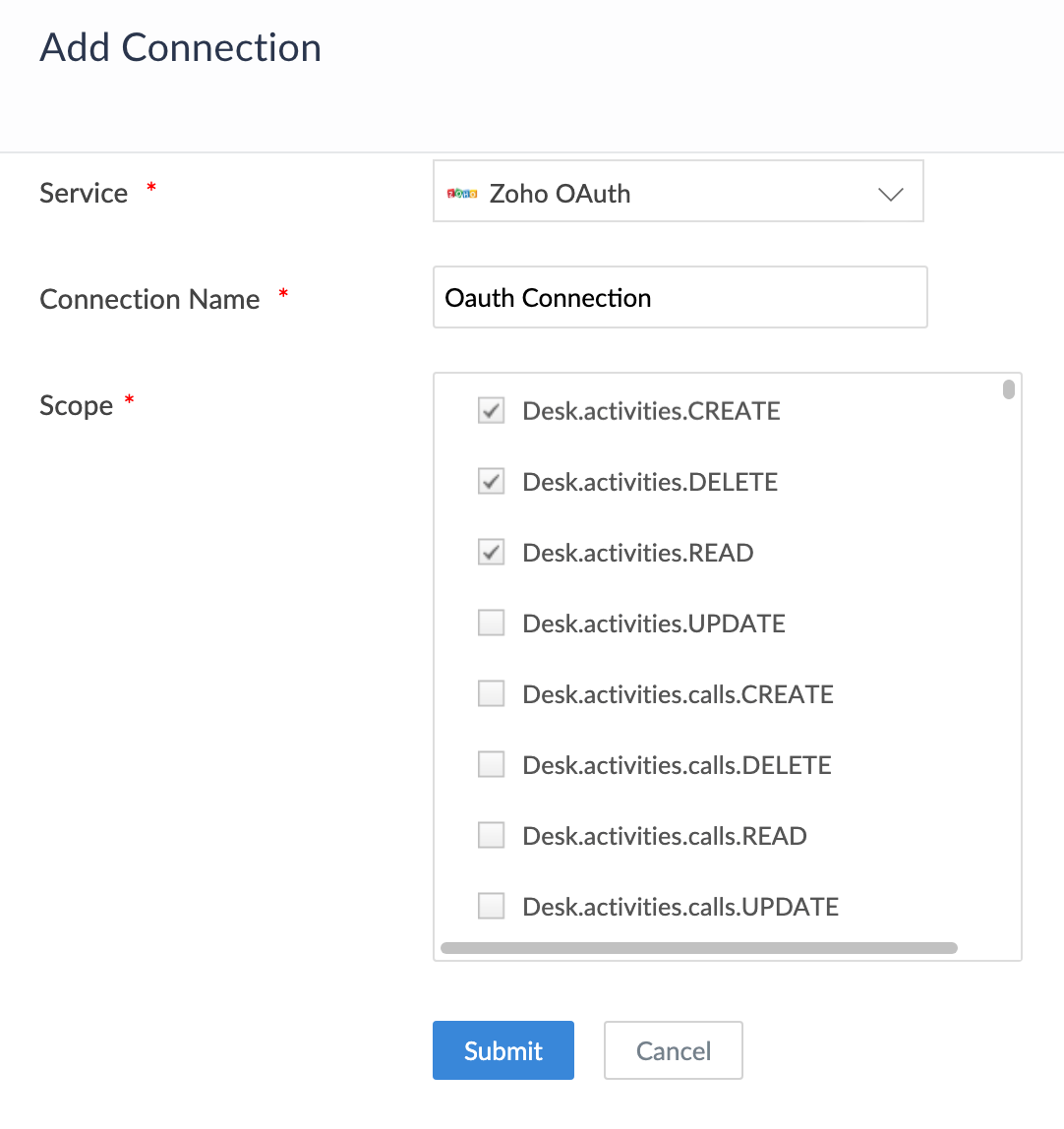 Create and Authorize Connections Setup Zoho Creator Help