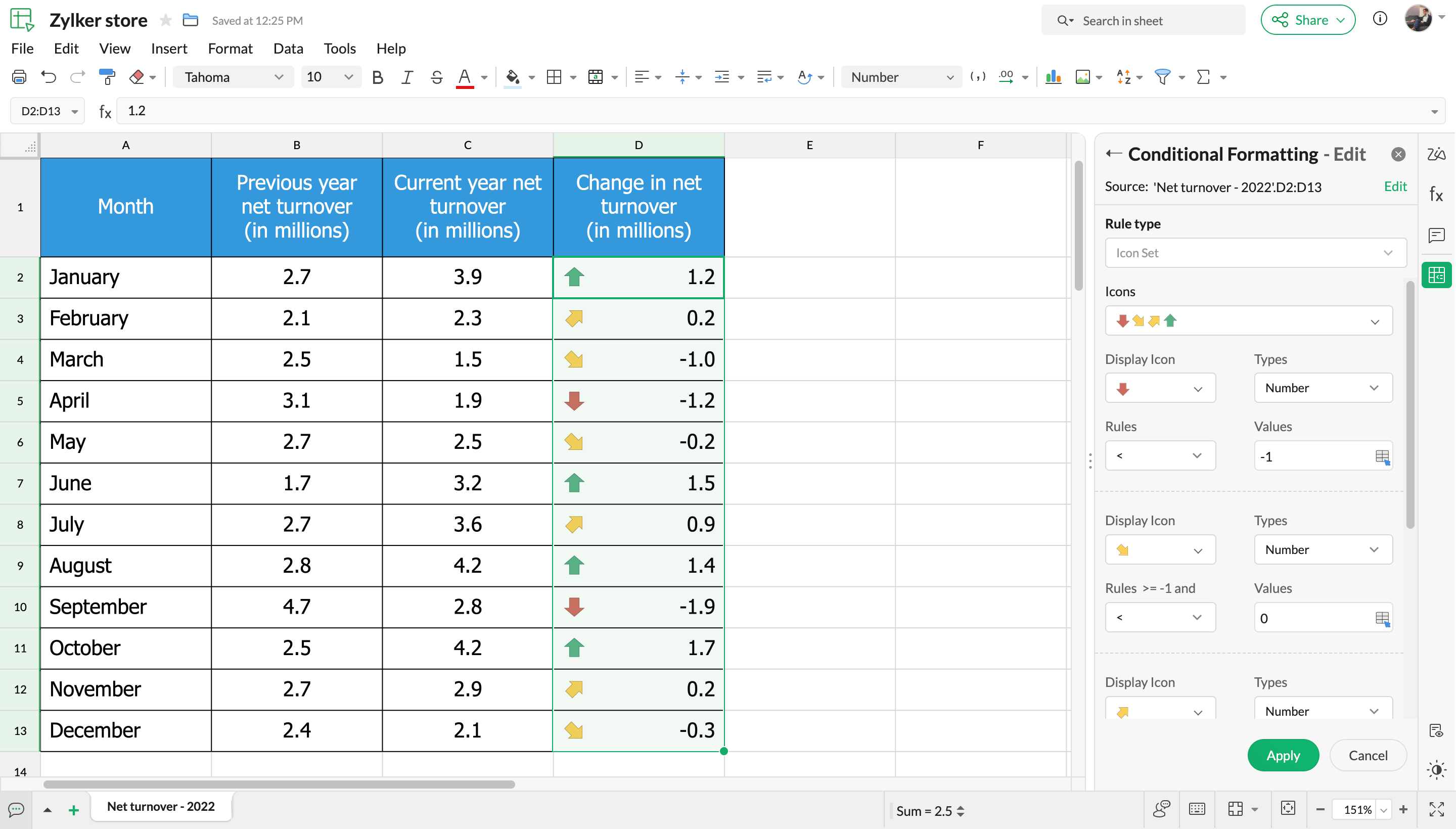 Conditional formatting to highlight values selectively Zoho Sheet