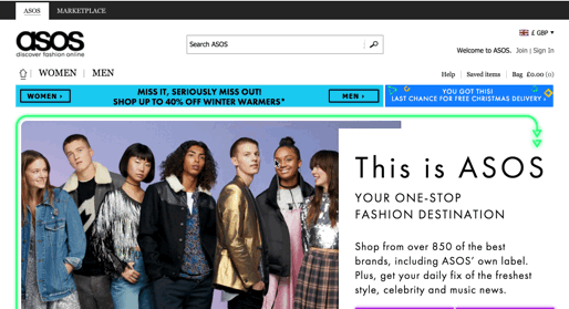 asos homepage
