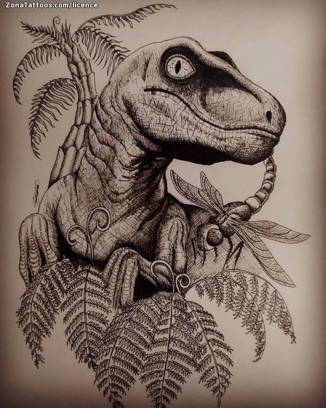 Tattoo Flash Of Dinosaurs, Insects, Plants 820_x_656_jpg