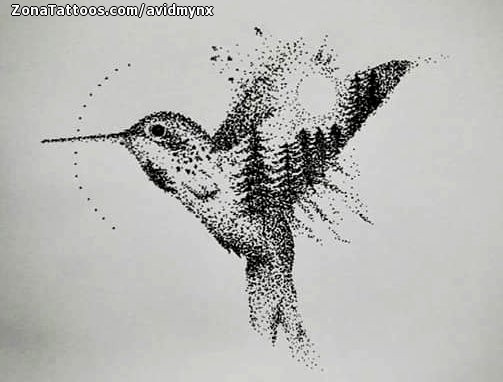 Tattoo Flash Of Humming Bird, Birds, Animals 382_x_503_jpg