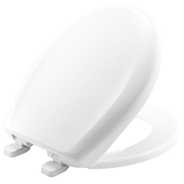 Bemis Toilet Seat, With Cover, Plastic, Round, White 200TCA 000 Zoro