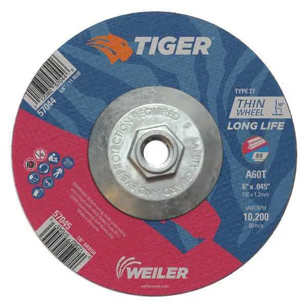 Weiler Cutting Wheel, Type 27, 0.045 in Thick, Aluminum Oxide 57045 Zoro