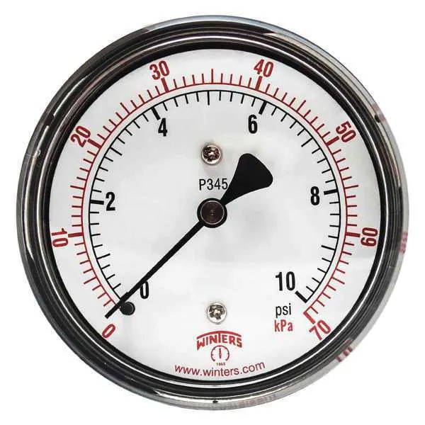 Winters PLP345 55.62 Low Pressure Gauge, Back, 0 to 10