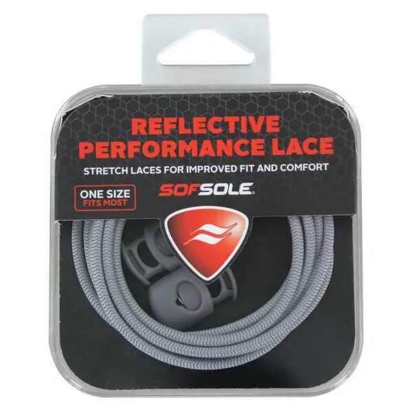 Sof Sole Shoe Laces, 38", Rubber/Polyester, Gray, PR 84839 Zoro
