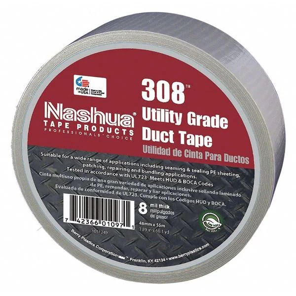 Nashua 308 4.03 Duct Tape, 48mm W, 55m L, Industrial, Gray