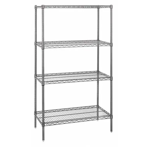 Partners Brand Wire Shelving AddOn Unit, 4 Shelf, 36" x 12" x 63