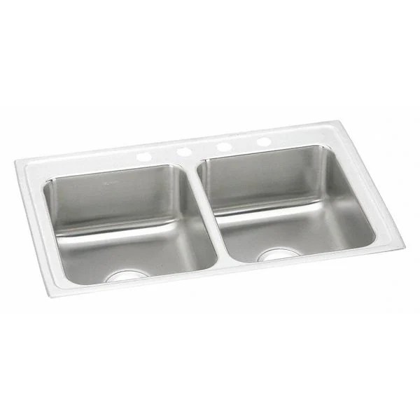 Elkay Sink, DropIn Mount, 4 Hole, Lustrous Satin Finish LR33194 Zoro