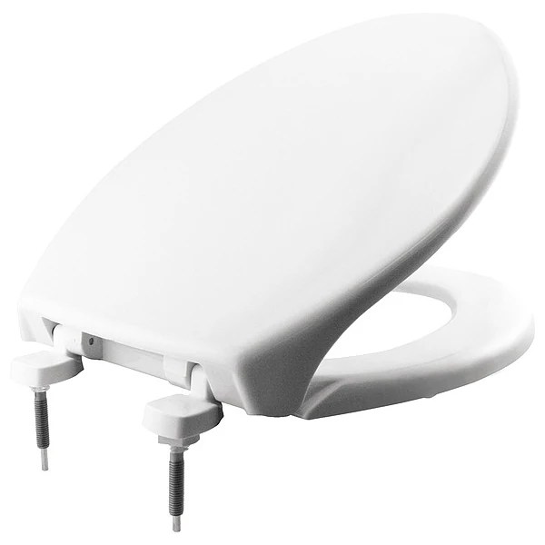 Bemis Toilet Seat, With Cover, Plastic, Elongated, White 7800TDG000 Zoro