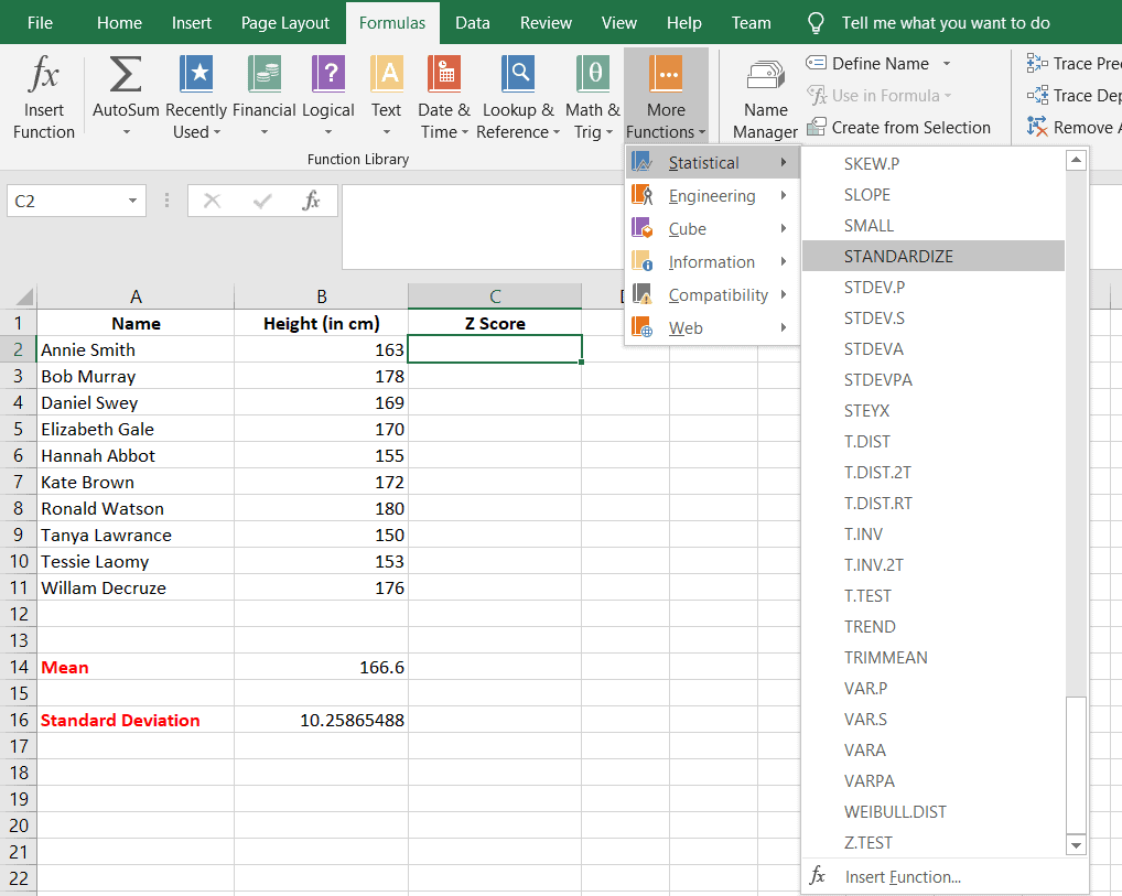 How to calculate Z Score in Excel Z TABLE
