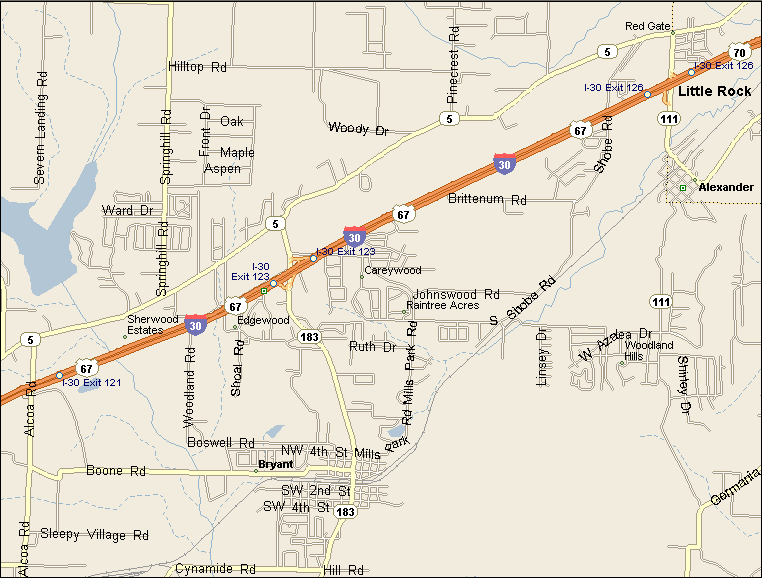 Map of Bryant, AR