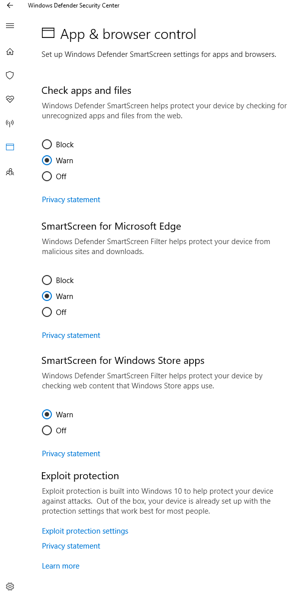 Configuring Windows Defender Security Center in Windows 10 Alexander